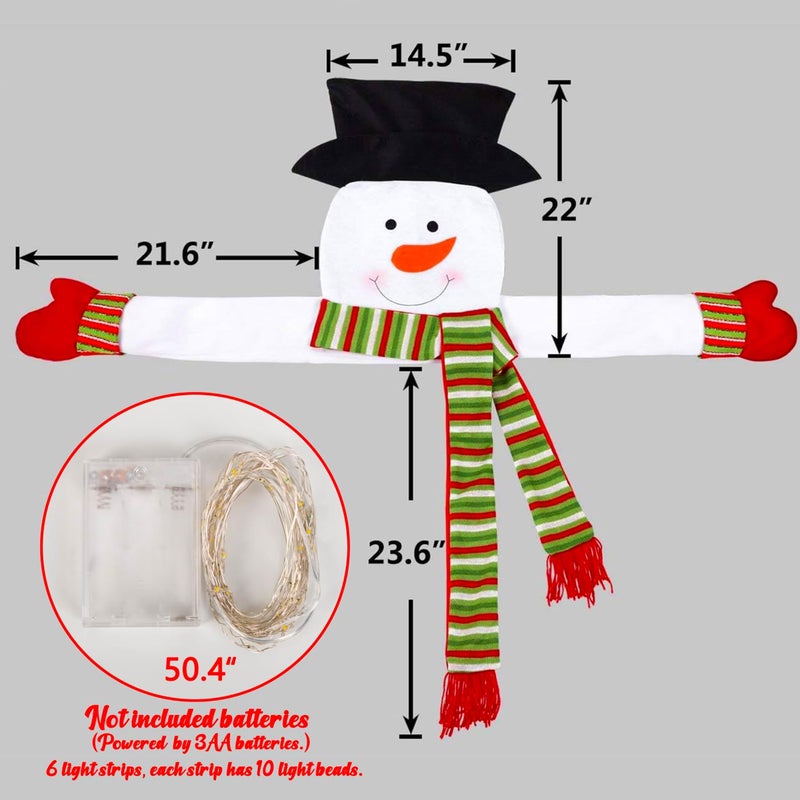 luck sea Christmas Tree Topper Snowman Hugger with Lights Strips - Xmas Holiday Winter Wonderland Party Decoration Ornament Supplies - Image 5